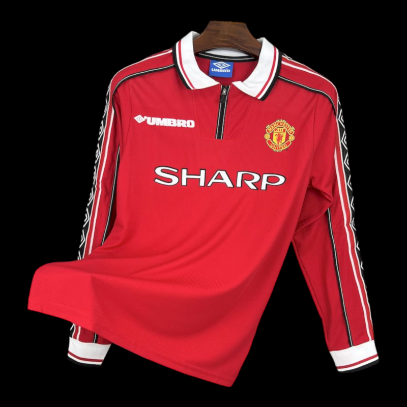 Manchester United Maillot Domicile Rétro Manches Longues 1998/1999