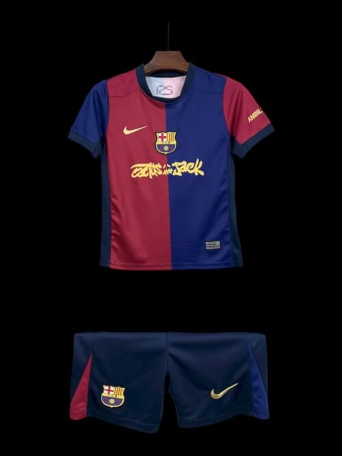 Barcelone Maillot Domicile Travis Scott 24/25 - Enfant