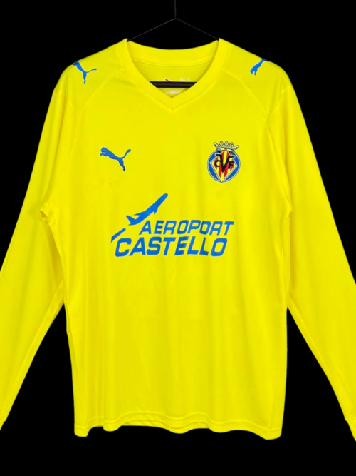 Camiseta de manga larga del Villarreal para partidos en casa, estilo retro, temporada 2008/09