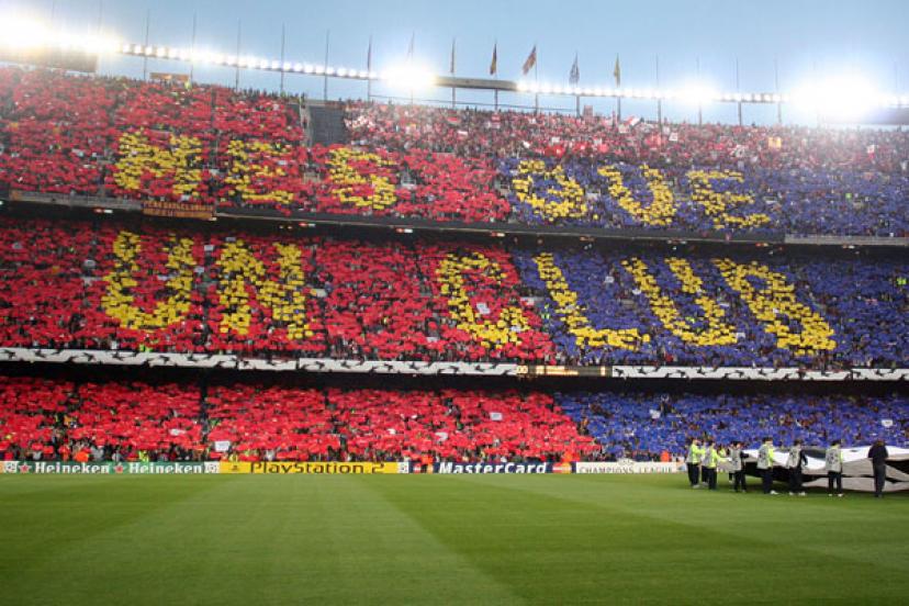 La emblemática pancarta «Mes que un club»