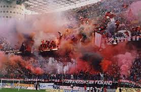 San Siro at night during the Derby della Madonnina